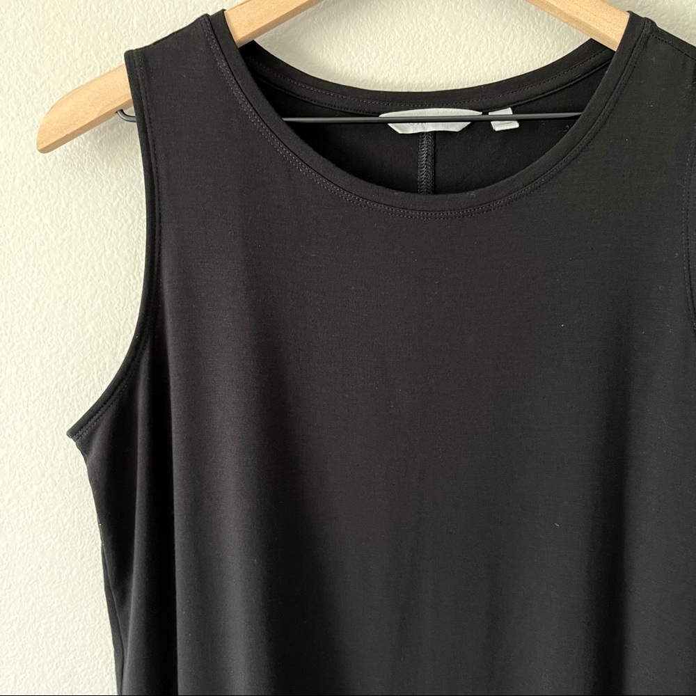 Athleta Side Split Tank Top Black Sleeveless Size Medium Round Neck Soft EUC - Picture 5 of 11
